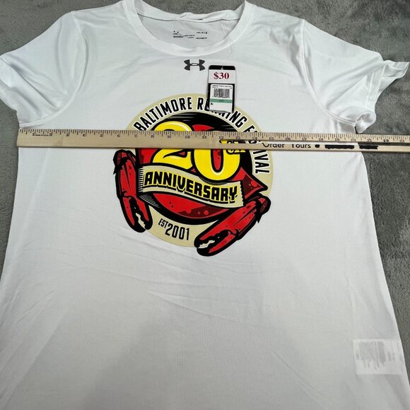 Baltimore Running Festival 20th Anniversary Under Armour T-Shirt Women's L White - Picture 6 of 10